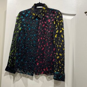Alice and Olivia abstract leopard shirt